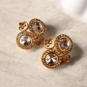 Crystal gold earrings post
